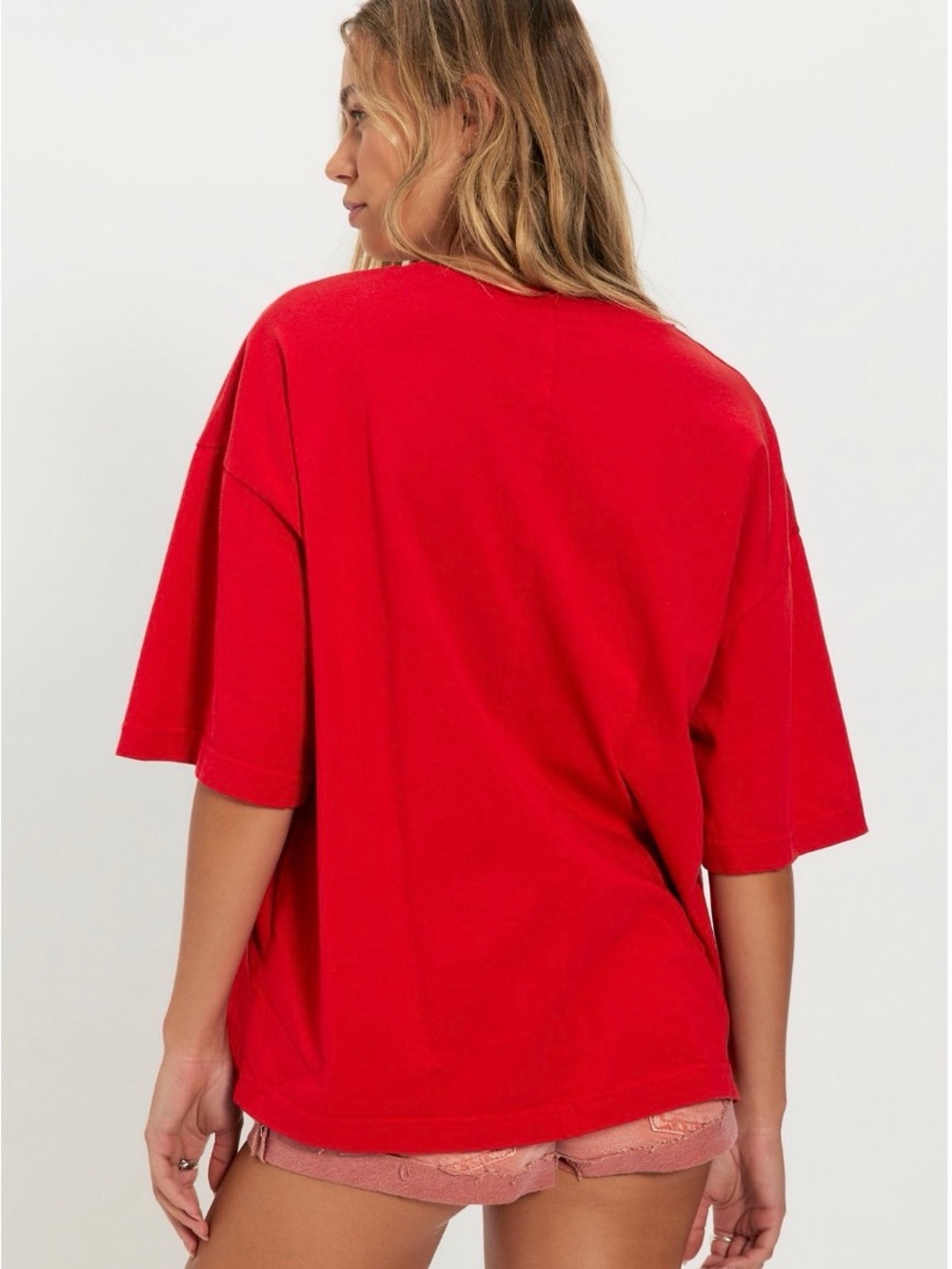 NWT Free People x Ragabond More Amore Embroidered Tee. Size Medium. Red - Picture 4 of 4